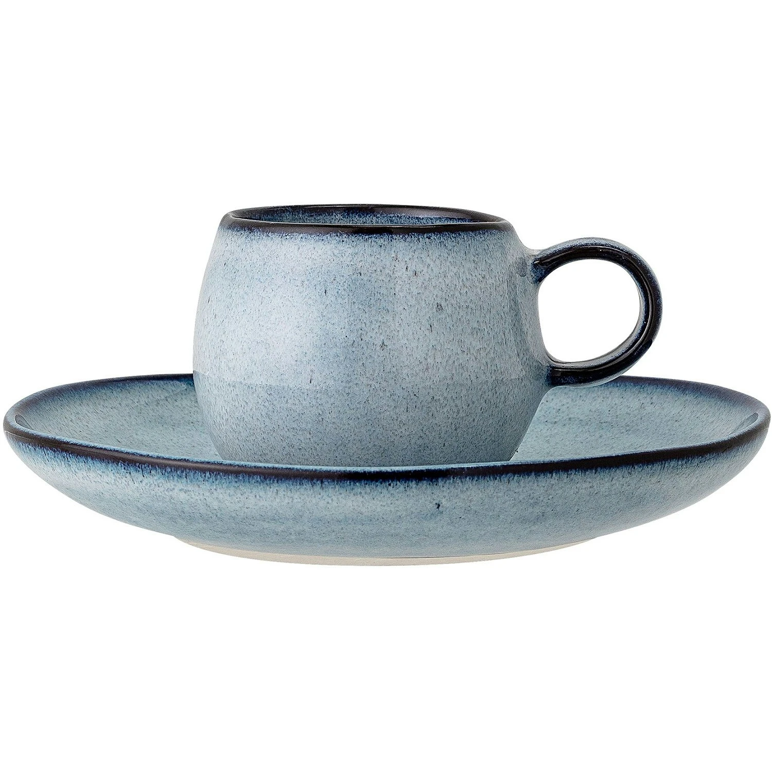 Bloomingville Sandrine Espressotasse Mit Untertasse, Blau 1 Bloomingville Sandrine Espressotasse Mit Untertasse, Blau