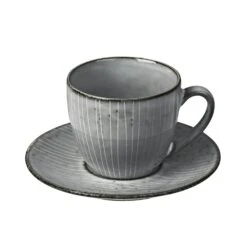 Broste Copenhagen Nordic Sea Tasse Mit Untertasse 15cl, Grau