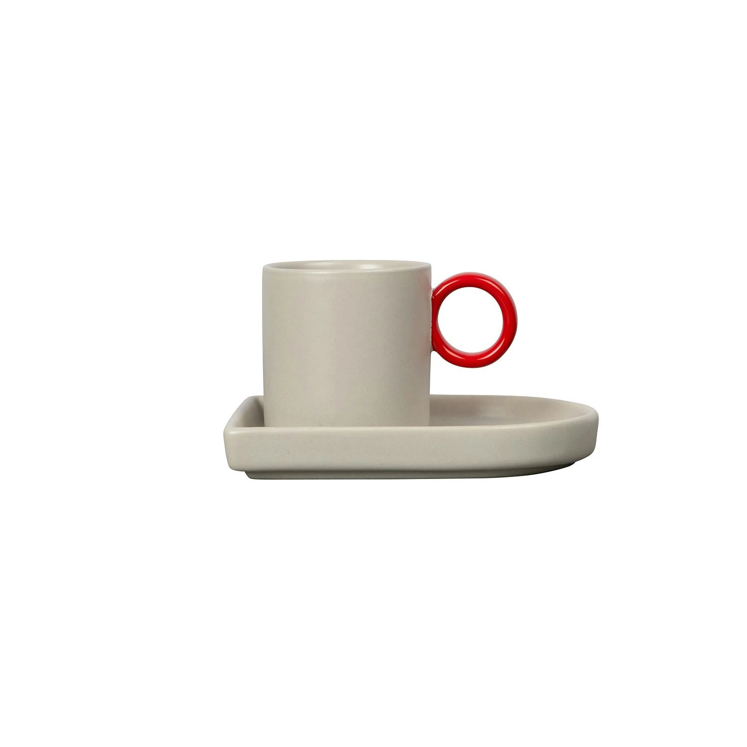 ByOn Niki Espressotasse Mit Untertasse, Grau/Rot 1 ByOn Niki Espressotasse Mit Untertasse, Grau/Rot
