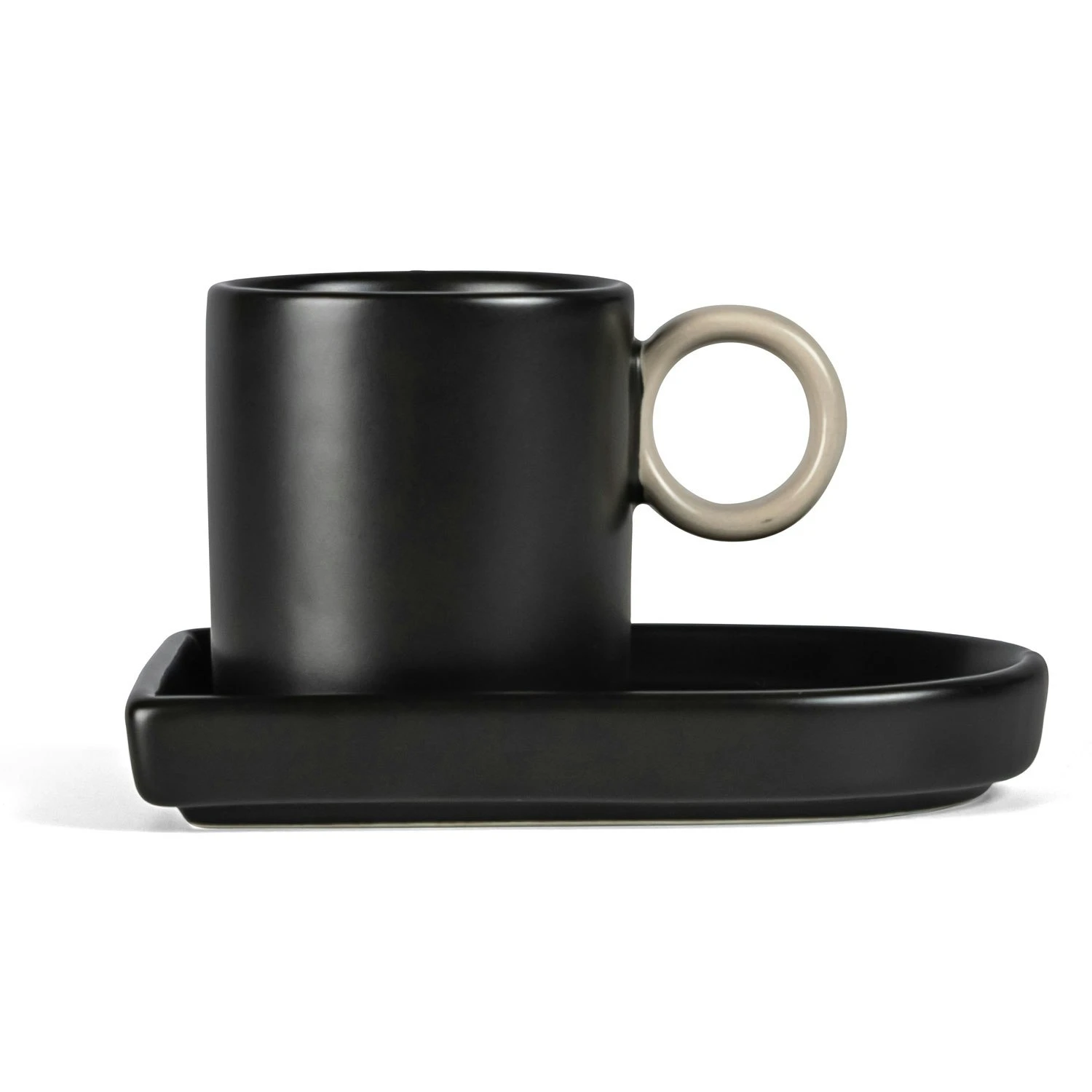 ByOn Niki Espressotasse Mit Untertasse, Schwarz/Beige 1 ByOn Niki Espressotasse Mit Untertasse, Schwarz/Beige