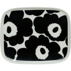 Marimekko Oiva/Unikko Teller 12x15 Cm, Schwarz / Weiß