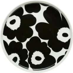 Marimekko Oiva/Unikko Teller 20 Cm, Schwarz / Weiß