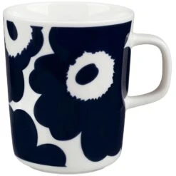 Marimekko Oiva/Unikko Tasse 25 Cl, Dunkelblau/Weiß