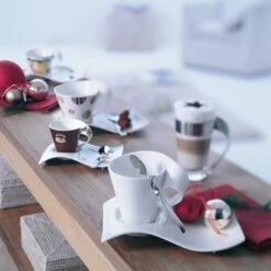 Villeroy & Boch New Wave Caffe Partyplate 20x14 Cm, Weiss -Günstiges Tafelglanz Geschäft villeroy boch new wave caffe party plate klein 17x13 cm 4